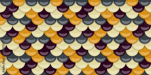 Abstract seamless pattern of overlapping scales in autumnal hues.  Perfect for fallthemed designs, textiles, or website backgrounds. Evokes a sense of mystery and sophistication.