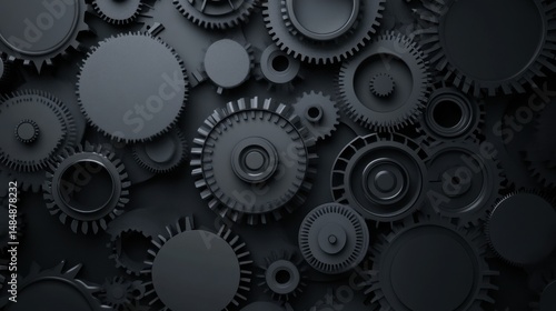 Wallpaper Mural Black Gears and Cogs Background for Industrial and Mechanical Themes Torontodigital.ca