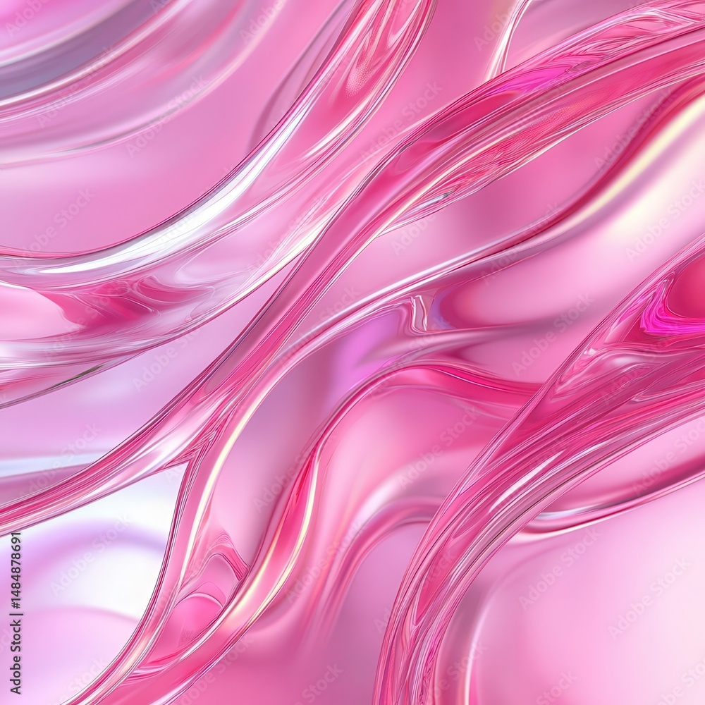 Glass pink waves, curved transparent layers. Abstract background 3d rendering. Glass pink waves, curved transparent layers. Abstract background 3d rendering.