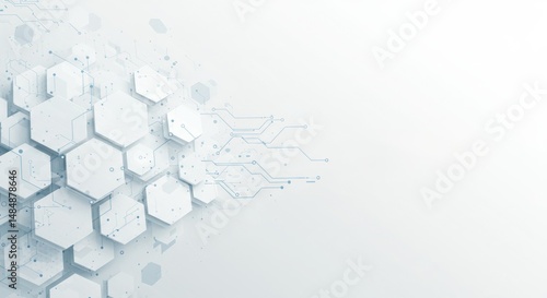 Wallpaper Mural Abstract technological design with hexagonal shapes and circuit lines Torontodigital.ca