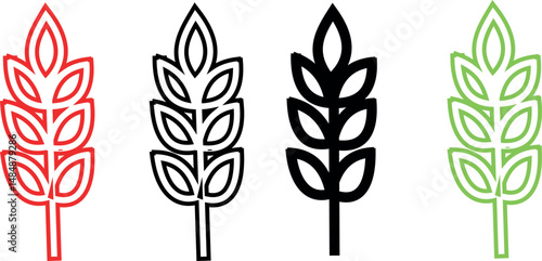 Cereals doodle illustration including icons - pearl millet, agriculture, wheat, barley, rice, maize, timothy grass, buckwheat, proso, sorghum. Thin line art about grain plants. Editable Stroke