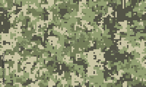 Abstract digital camouflage pattern.  Versatile pixelated design ideal for backgrounds, textiles, or militarythemed projects.