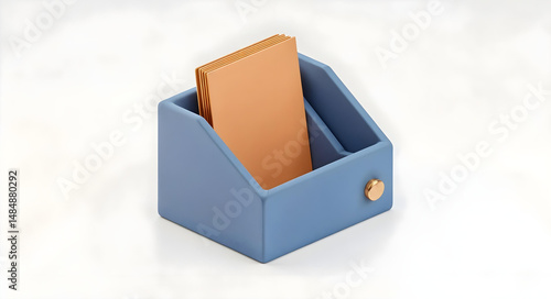 Isometric 3D Icon of Desk Table on White Background