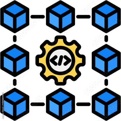 Microservices Colour Icon Vector Illustration