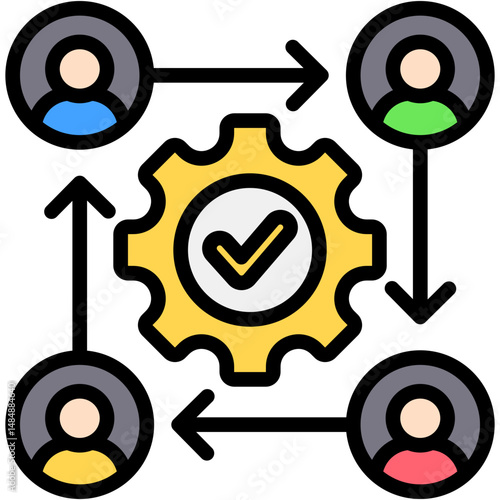 Pipeline Automation Colour Icon Vector Illustration