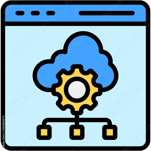 Cloud Computing Colour Icon Vector Illustration