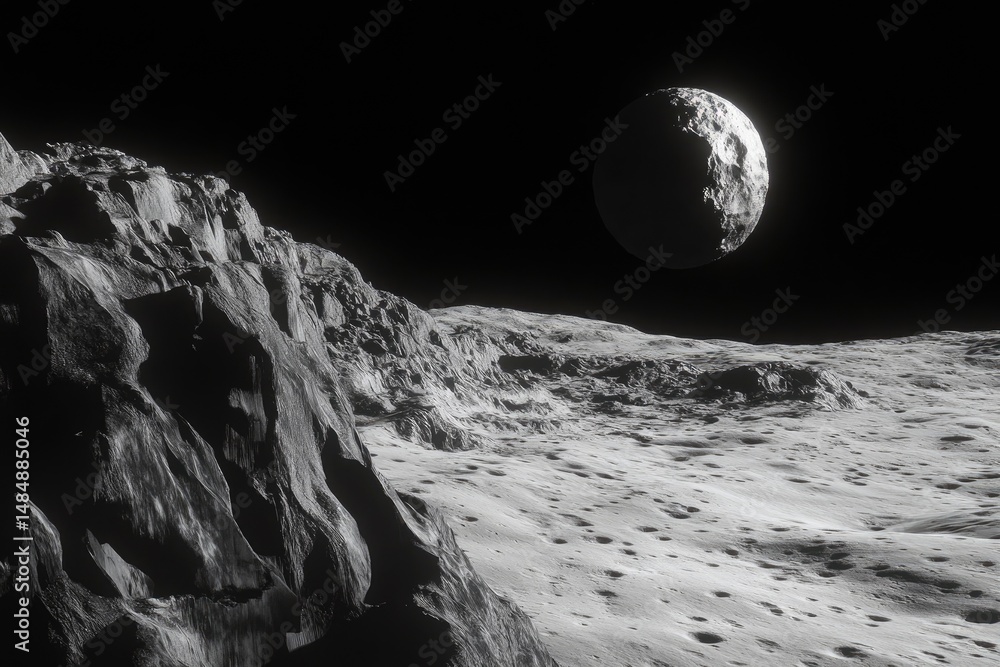Obraz premium Alien landscape with moonlike surface