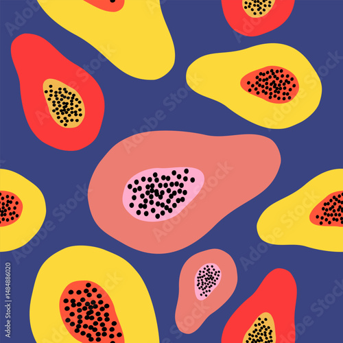 Cute papaya fruits pattern background vector design