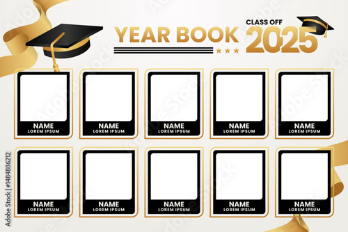 yearbook graduation 2025 elegant design template with white background