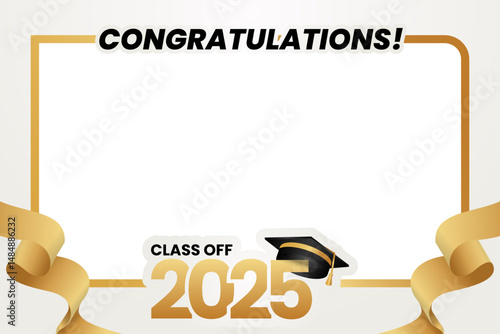 Graduation photo frame with white background for class of 2025 template design