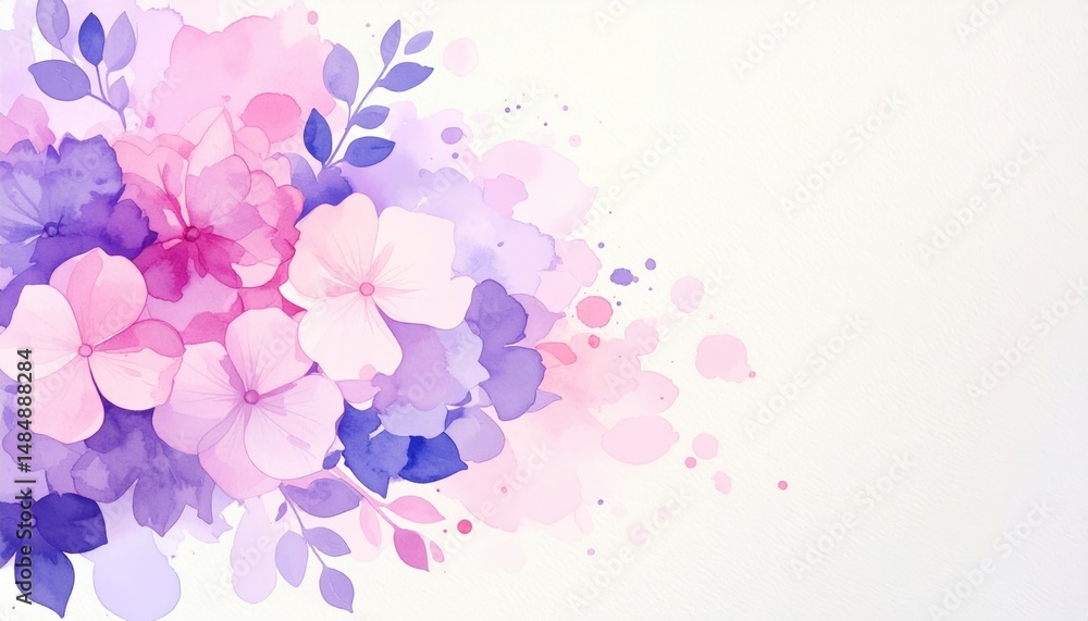 Obraz premium Floral watercolor art digital canvas floral arrangement bright colors abstract design elegant composition