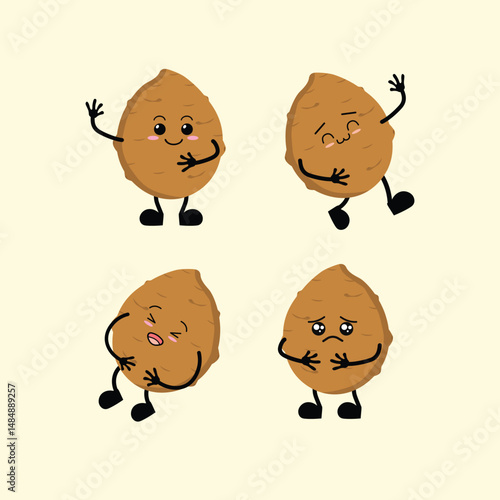 Vegetables Cute Cartoon Jerusalem Artichoke with Different Emotions