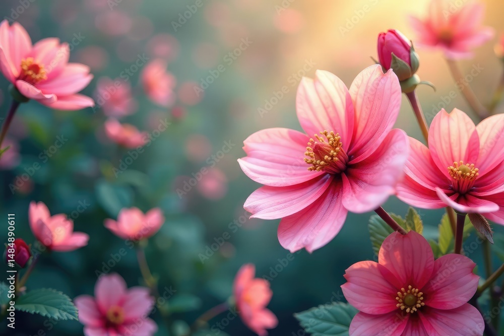 Fototapeta premium Continuous floral motif; blurred, soft edges Subtle color gradations , subtle, flowers, spring