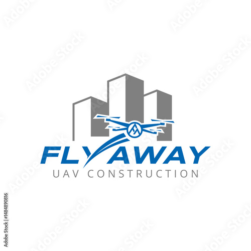 Modern logo for UAV construction services, featuring a drone symbol with sleek lines to convey innovation, precision, and aerial technology.