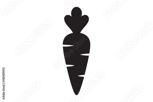 Simple black and white carrot icon.