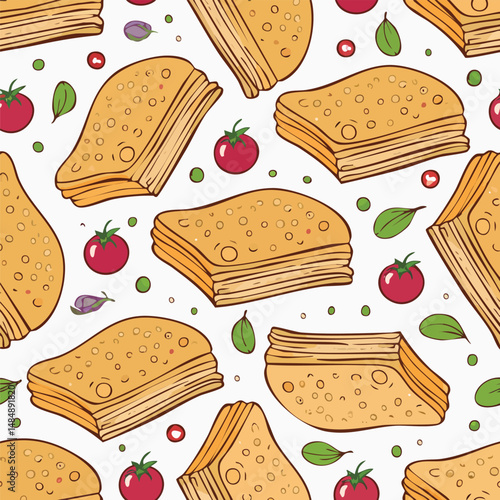 Lavash Vector Illustration with Seamless Pattern Design