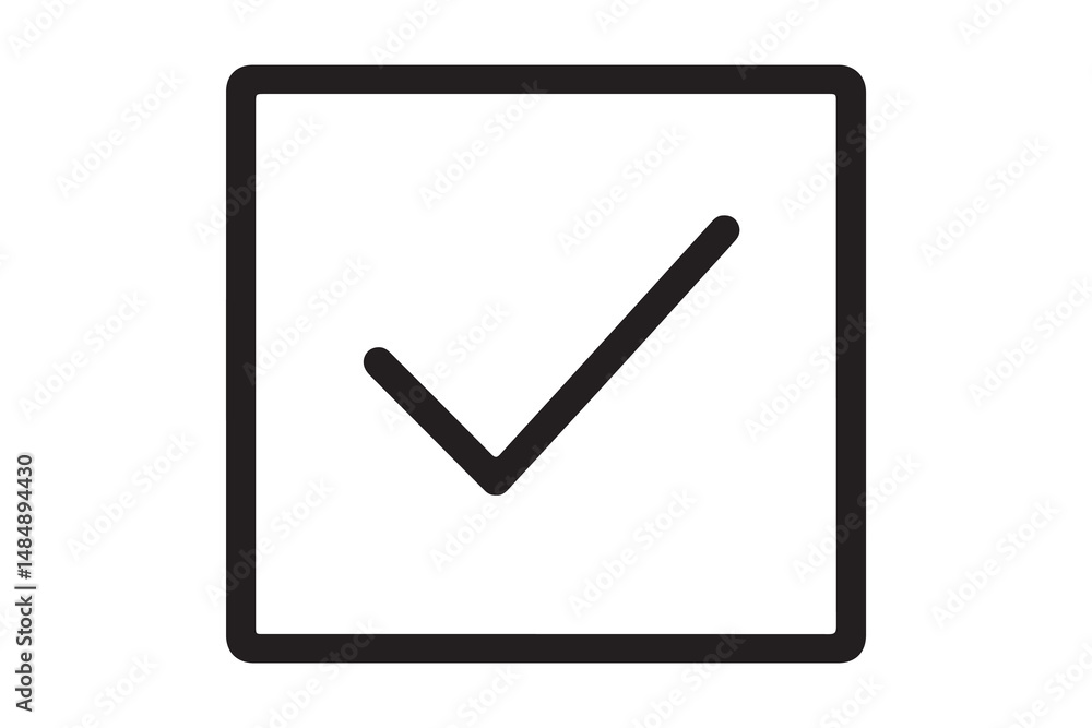 Simple black check mark icon in a square. Simple black check mark icon in a square.