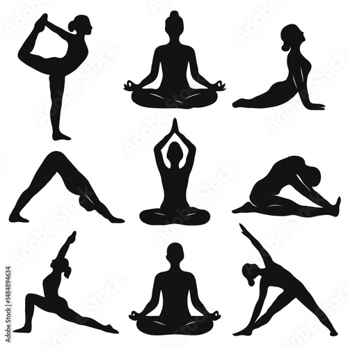 yoga pose silhouettes 