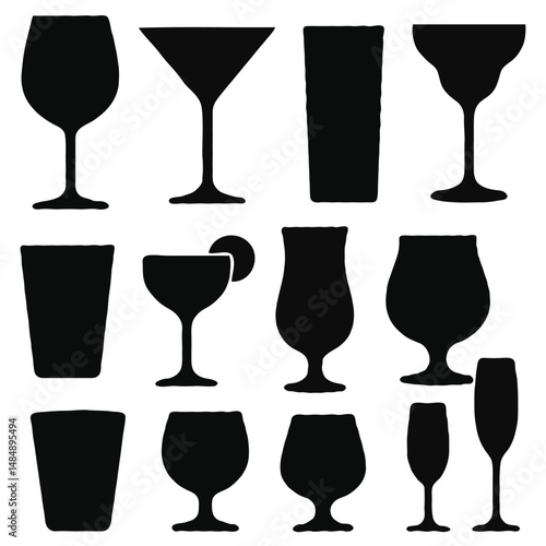 set of drinks glasses vector