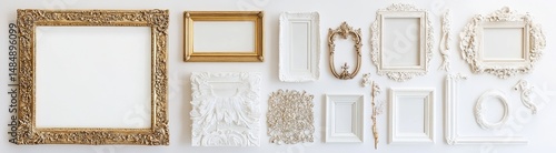 Assorted Gold and White Picture Frames