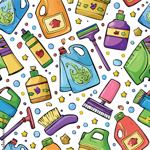 stain remover Vector Illustration with Seamless Pattern Design