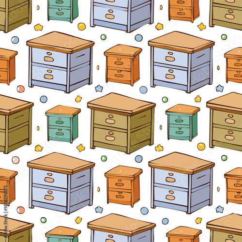 drawer Vector Illustration with Seamless Pattern Design