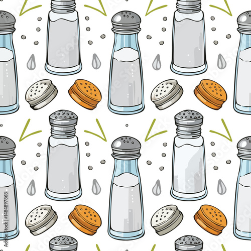 salt shaker Vector Illustration with Seamless Pattern Design