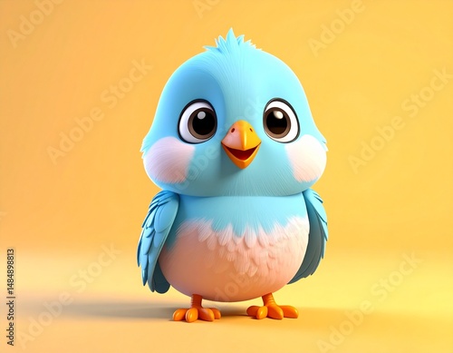 3d blue bird Character