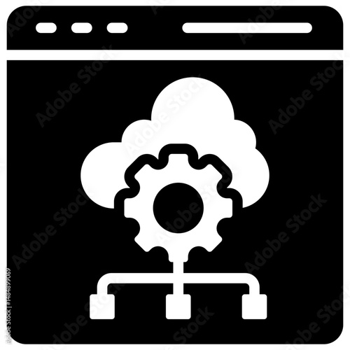 Cloud Computing Solid Icon Vector Illustration