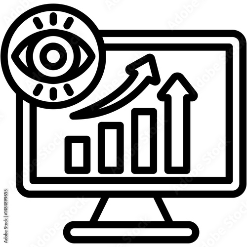 Automated Monitoring Lineal Icon Vector Illustration