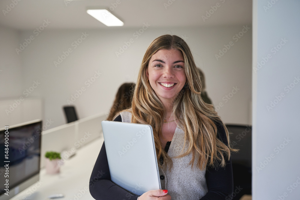 Empowered young woman entrepreneur thriving in modern corporate environment Empowered young woman entrepreneur thriving in modern corporate environment
