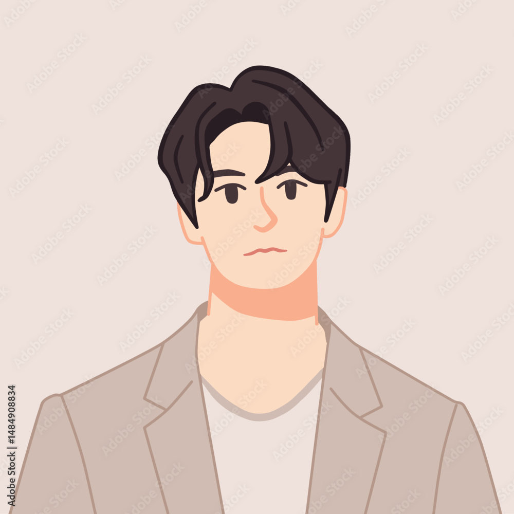 Stylish Korean Boy Portrait with Trendy Outfit - Half Body Illustration Stylish Korean Boy Portrait with Trendy Outfit - Half Body Illustration