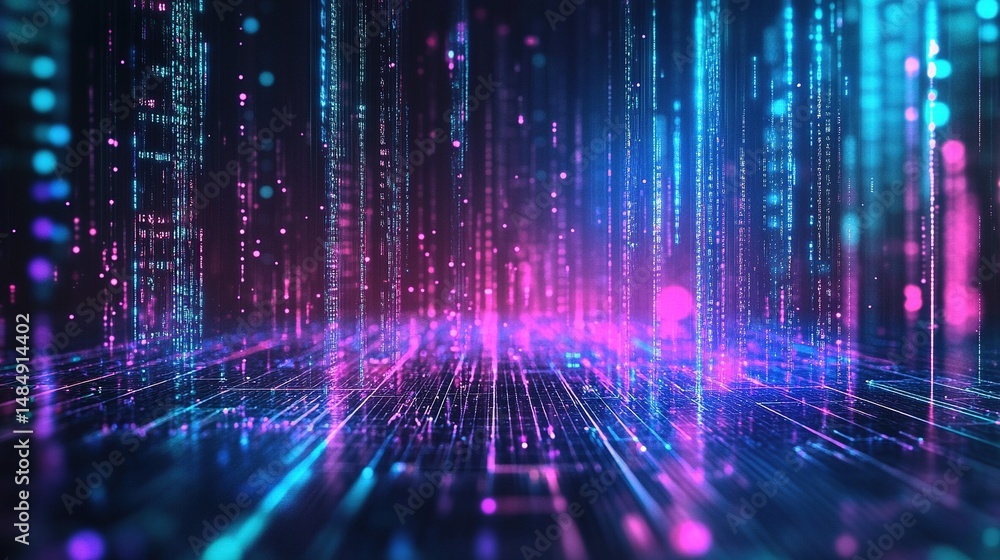 Kinetic abstract visualization of glowing glittering particle trails on dark background, futuristic sci-fi digital art concept for technology presentation, innovation theme. Kinetic abstract visualization of glowing glittering particle trails on dark background, futuristic sci-fi digital art concept for technology presentation, innovation theme.