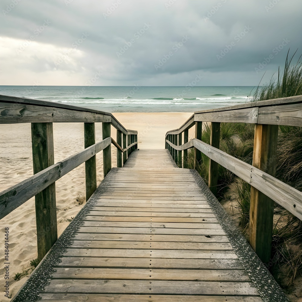 Fototapeta premium Wooden Pathway To The Beach.