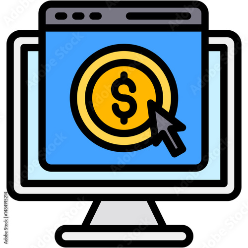 Pay Per Click Colour Icon Vector Illustration
