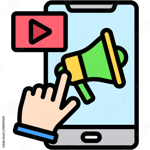 Interactive Ads Colour Icon Vector Illustration