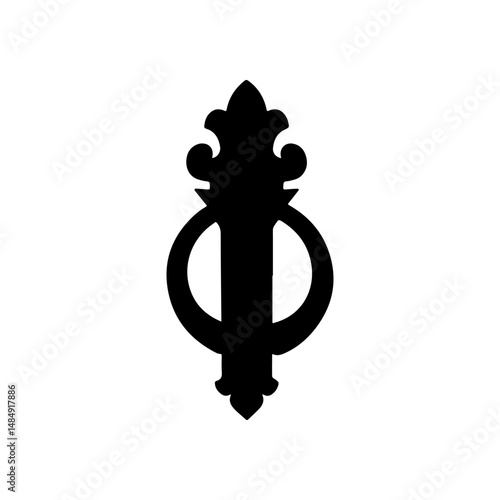 Old Door Knocker silhouette vector flat illustration design.