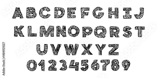 vector charcoal font drawing set. Cartoon balck clip art isolated on transparent background. Hand drown design element. 
