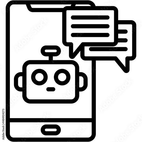 Chatbot Lineal Icon Vector Illustration