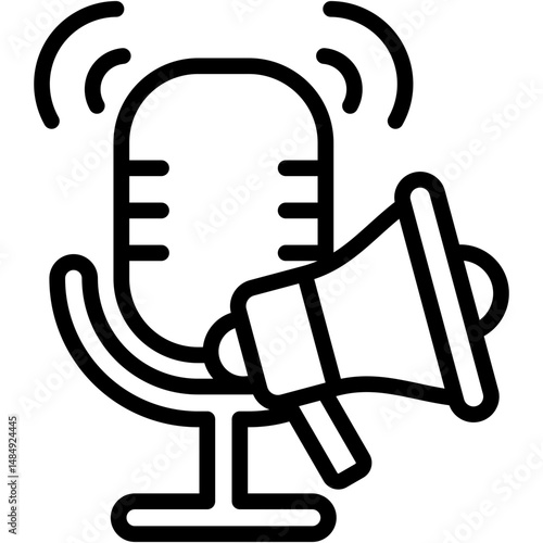 Podcast Marketing Lineal Icon Vector Illustration