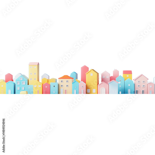 3D city on transparent png background
