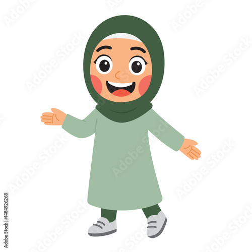 cartoon illustration of woman wearing hijab