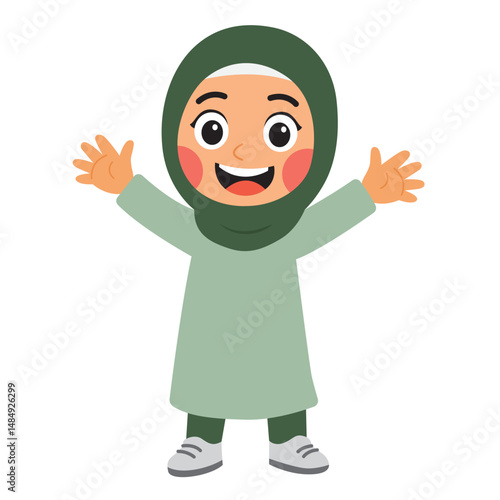 cartoon illustration of woman wearing hijab