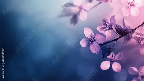 Delicate pink blossoms on a branch, soft-focus background (3)