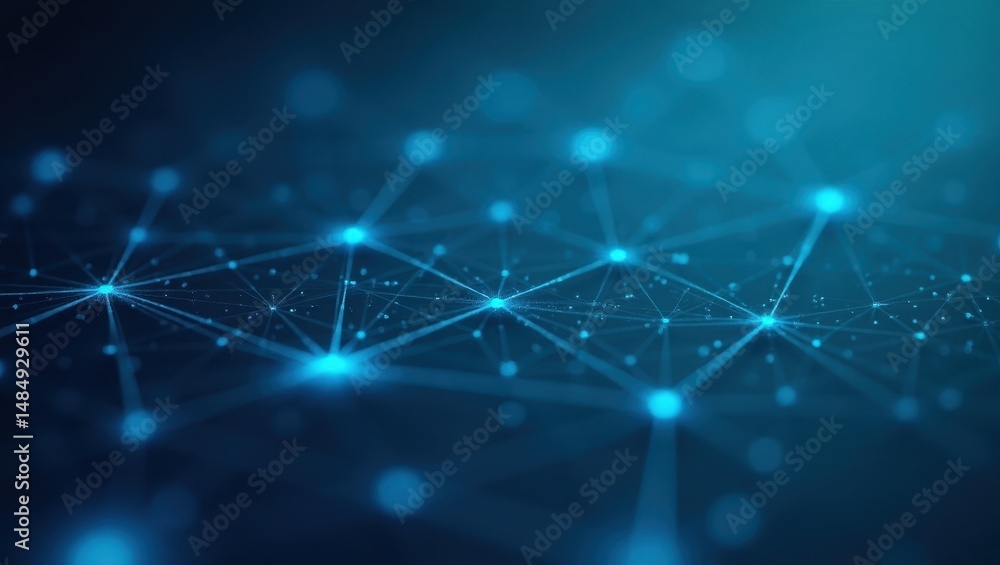 Fototapeta premium Abstract closeup of interconnected nodes and lines in a digital network design