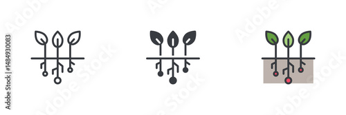 Sustainable agriculture technology different style icon set