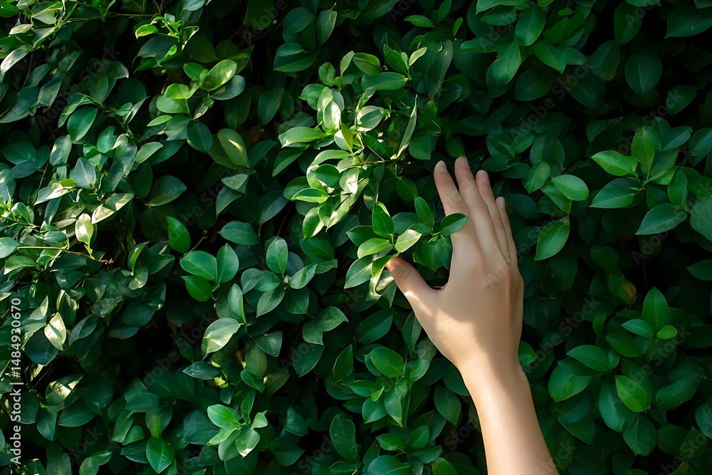 Earth Day Concept with a Hand Supporting a Flourishing Plant Earth Day Concept with a Hand Supporting a Flourishing Plant