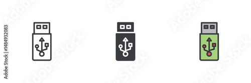 USB flash drive different style icon set