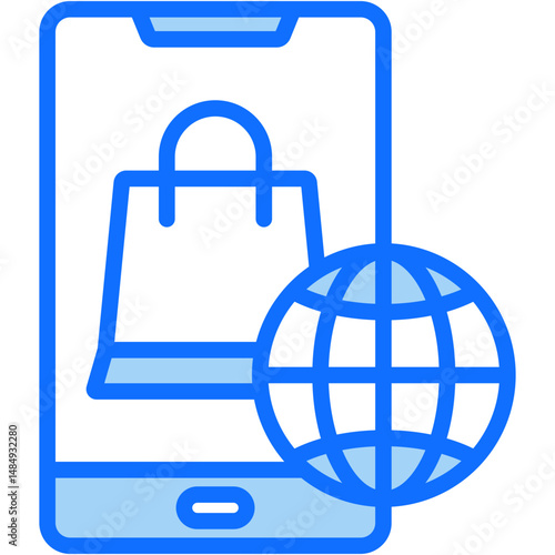 Online Sales Blue Icon Vector Illustration