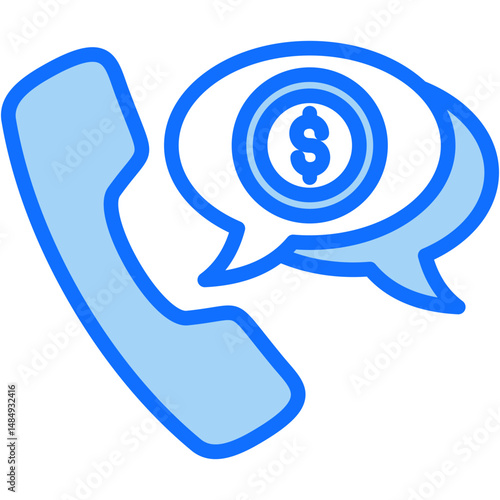 Sales Call Blue Icon Vector Illustration